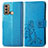 Custodia Portafoglio In Pelle Fiori Cover con Supporto per Motorola Moto G60 Blu