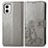 Custodia Portafoglio In Pelle Fiori Cover con Supporto per Motorola Moto G73 5G Grigio