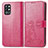 Custodia Portafoglio In Pelle Fiori Cover con Supporto per OnePlus 9R 5G Rosa Caldo