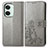 Custodia Portafoglio In Pelle Fiori Cover con Supporto per OnePlus Nord 3 5G Grigio