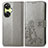 Custodia Portafoglio In Pelle Fiori Cover con Supporto per OnePlus Nord CE 3 5G Grigio