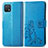 Custodia Portafoglio In Pelle Fiori Cover con Supporto per Oppo A16e Blu