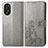 Custodia Portafoglio In Pelle Fiori Cover con Supporto per Oppo A58 4G Grigio