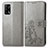 Custodia Portafoglio In Pelle Fiori Cover con Supporto per Oppo A74 4G Grigio