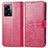 Custodia Portafoglio In Pelle Fiori Cover con Supporto per Oppo A77 5G Rosso