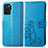 Custodia Portafoglio In Pelle Fiori Cover con Supporto per Oppo A94 4G Blu