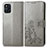 Custodia Portafoglio In Pelle Fiori Cover con Supporto per Oppo Find X3 5G Grigio