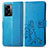 Custodia Portafoglio In Pelle Fiori Cover con Supporto per Oppo K10 5G India Blu