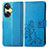 Custodia Portafoglio In Pelle Fiori Cover con Supporto per Oppo K11x 5G Blu