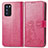 Custodia Portafoglio In Pelle Fiori Cover con Supporto per Oppo Reno6 Pro 5G India Rosso