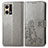 Custodia Portafoglio In Pelle Fiori Cover con Supporto per Oppo Reno7 4G Grigio