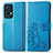 Custodia Portafoglio In Pelle Fiori Cover con Supporto per Oppo Reno7 Pro 5G Blu