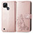 Custodia Portafoglio In Pelle Fiori Cover con Supporto per Realme C21 Oro Rosa