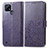 Custodia Portafoglio In Pelle Fiori Cover con Supporto per Realme C21 Viola