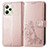 Custodia Portafoglio In Pelle Fiori Cover con Supporto per Realme C35 Oro Rosa