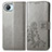 Custodia Portafoglio In Pelle Fiori Cover con Supporto per Realme Narzo 50i Prime Grigio