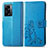 Custodia Portafoglio In Pelle Fiori Cover con Supporto per Realme V23i 5G Blu