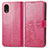 Custodia Portafoglio In Pelle Fiori Cover con Supporto per Samsung Galaxy A03 Core Rosso