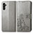 Custodia Portafoglio In Pelle Fiori Cover con Supporto per Samsung Galaxy A04s Grigio