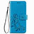 Custodia Portafoglio In Pelle Fiori Cover con Supporto per Samsung Galaxy A22 4G Blu