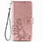 Custodia Portafoglio In Pelle Fiori Cover con Supporto per Samsung Galaxy A22 4G Rosa