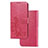 Custodia Portafoglio In Pelle Fiori Cover con Supporto per Samsung Galaxy A72 4G Rosso