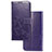 Custodia Portafoglio In Pelle Fiori Cover con Supporto per Samsung Galaxy A72 4G Viola