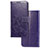 Custodia Portafoglio In Pelle Fiori Cover con Supporto per Samsung Galaxy F02S SM-E025F Viola