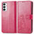 Custodia Portafoglio In Pelle Fiori Cover con Supporto per Samsung Galaxy F23 5G Rosso