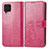 Custodia Portafoglio In Pelle Fiori Cover con Supporto per Samsung Galaxy F62 5G Rosso
