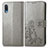 Custodia Portafoglio In Pelle Fiori Cover con Supporto per Samsung Galaxy M02 Grigio