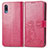 Custodia Portafoglio In Pelle Fiori Cover con Supporto per Samsung Galaxy M02 Rosso