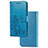 Custodia Portafoglio In Pelle Fiori Cover con Supporto per Samsung Galaxy M60s Blu