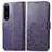 Custodia Portafoglio In Pelle Fiori Cover con Supporto per Sony Xperia 1 IV SO-51C Viola