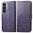 Custodia Portafoglio In Pelle Fiori Cover con Supporto per Sony Xperia 1 V Viola