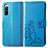 Custodia Portafoglio In Pelle Fiori Cover con Supporto per Sony Xperia 10 IV SO-52C Blu