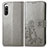 Custodia Portafoglio In Pelle Fiori Cover con Supporto per Sony Xperia 10 IV SO-52C Grigio