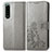 Custodia Portafoglio In Pelle Fiori Cover con Supporto per Sony Xperia 5 III Grigio