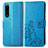 Custodia Portafoglio In Pelle Fiori Cover con Supporto per Sony Xperia 5 III SO-53B Blu