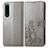 Custodia Portafoglio In Pelle Fiori Cover con Supporto per Sony Xperia 5 IV Grigio