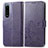 Custodia Portafoglio In Pelle Fiori Cover con Supporto per Sony Xperia 5 IV Viola