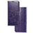 Custodia Portafoglio In Pelle Fiori Cover con Supporto per Sony Xperia 5 Viola