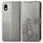 Custodia Portafoglio In Pelle Fiori Cover con Supporto per Sony Xperia Ace III SOG08 Grigio