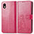 Custodia Portafoglio In Pelle Fiori Cover con Supporto per Sony Xperia Ace III SOG08 Rosso