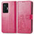 Custodia Portafoglio In Pelle Fiori Cover con Supporto per Vivo X70 Pro 5G Rosso