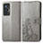 Custodia Portafoglio In Pelle Fiori Cover con Supporto per Vivo X70t Grigio