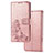 Custodia Portafoglio In Pelle Fiori Cover con Supporto per Vivo Y30 Rosa