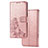 Custodia Portafoglio In Pelle Fiori Cover con Supporto per Vivo Y52s t1 5G Rosa