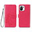 Custodia Portafoglio In Pelle Fiori Cover con Supporto per Xiaomi Mi 11 5G Rosso