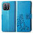 Custodia Portafoglio In Pelle Fiori Cover con Supporto per Xiaomi Mi 11 Pro 5G Blu